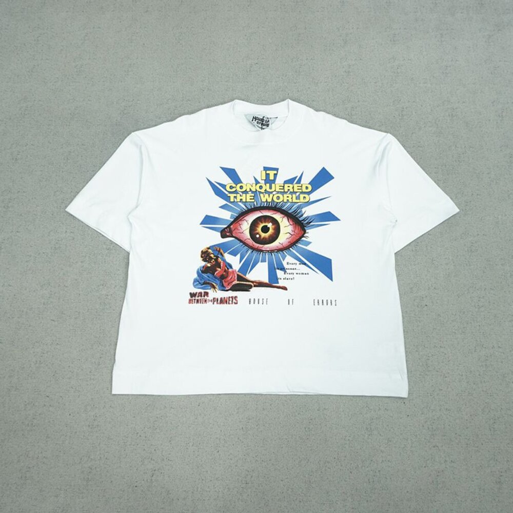 White Graphic Tee with Eye Design